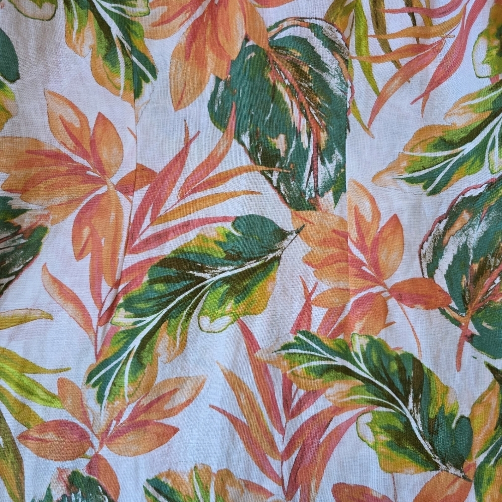 Nicole Miller New York – Floral Linen Dress – Size XS – Apricot, Green, Natural - Picture 3 of 5